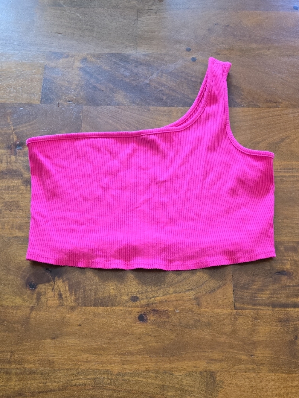 Lulus Hot Pink Ribbed Knit One Shoulder Crop Top Size XL